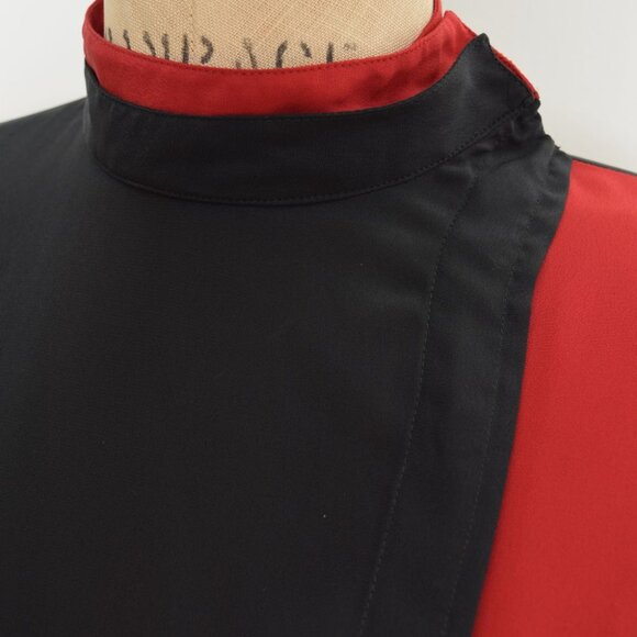 vintage 80s dress black red color block futuristic mod modest space age M - Picture 4 of 9